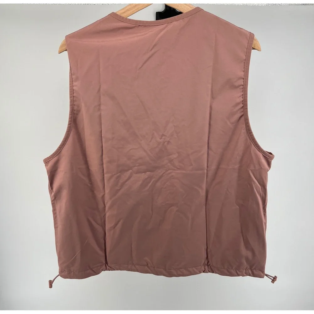 Adidas Woven Vest‎ Size Medium Warm Clay Zip Pockets Utility Sportswear NWT $70